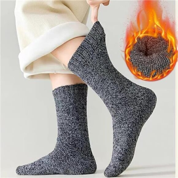 Wool Socks Men's Thick 5 Pairs Thermal Warm Winter Men Super Soft Cozy Boot Hike - Picture 4 of 7